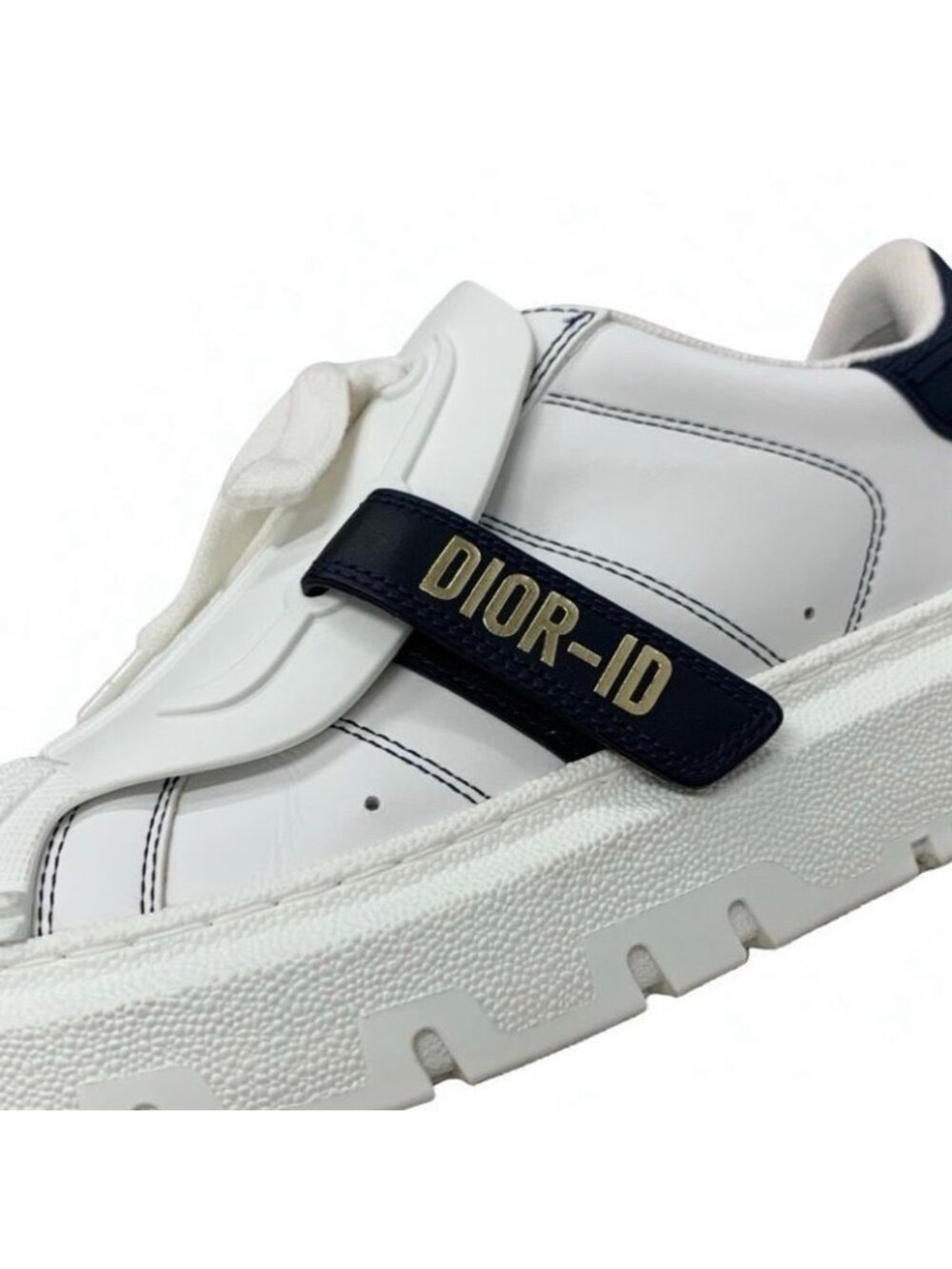Christian Dior-id Sneakers Shoes Leather Rubber White Black Logo Velcro - Picture 9 of 10